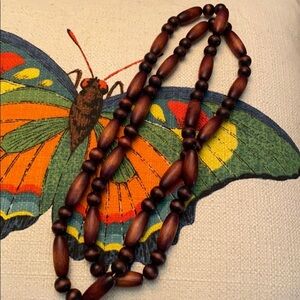 VINTAGE 1970s wood bead necklace